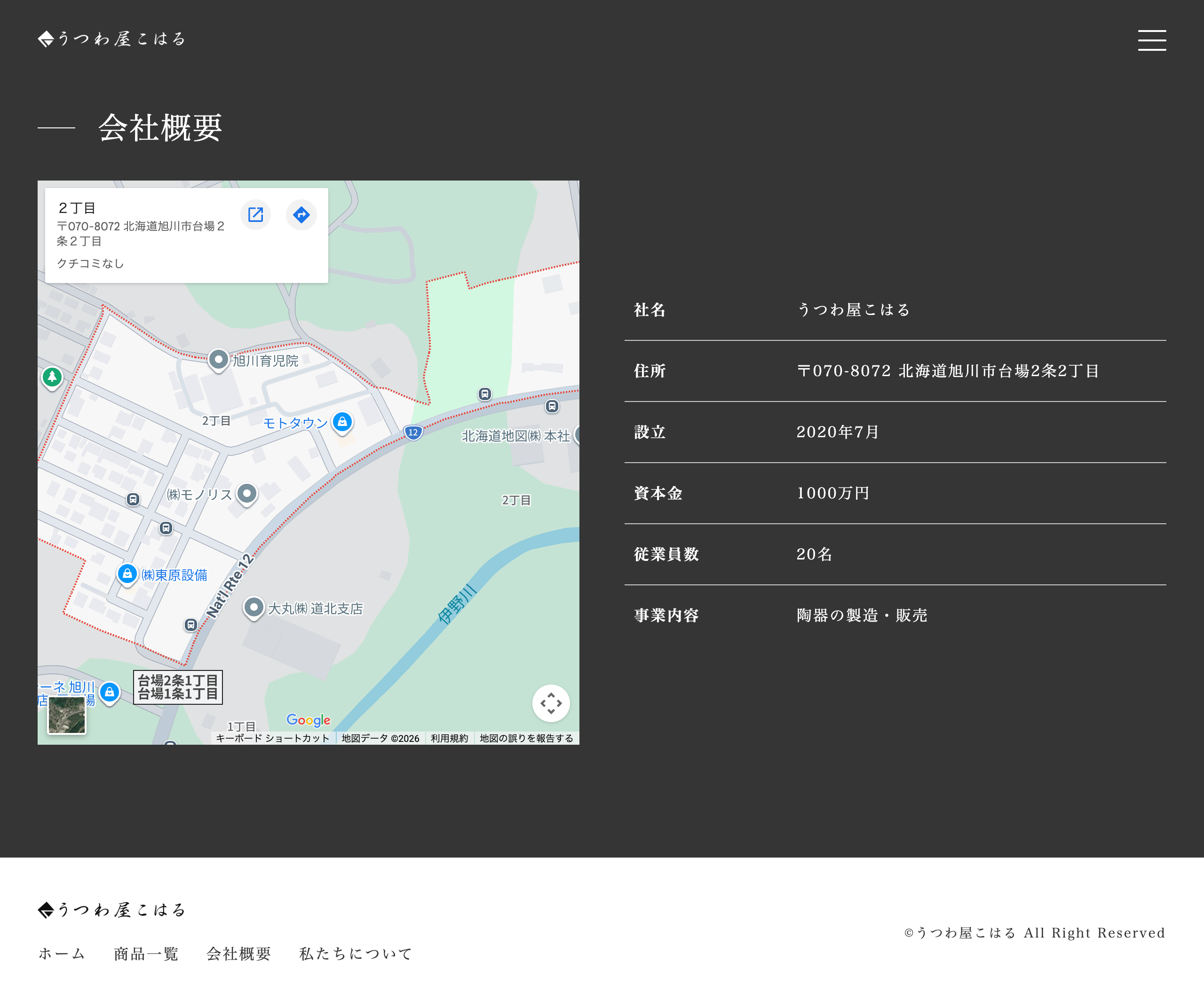 うつわ屋こはる 会社概要